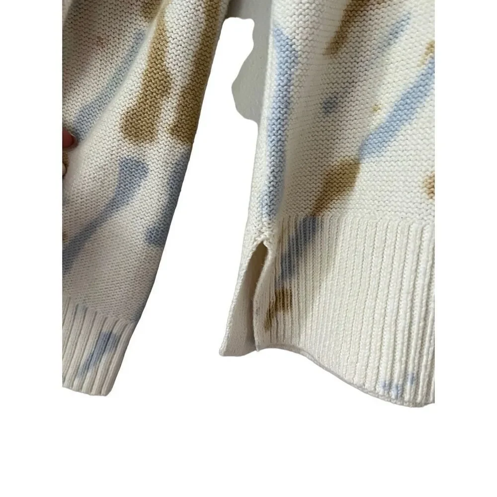 NWOT‎ Tie-Dye Broadway Cardigan Sweater size XXS Button Front Tan Cream Blue